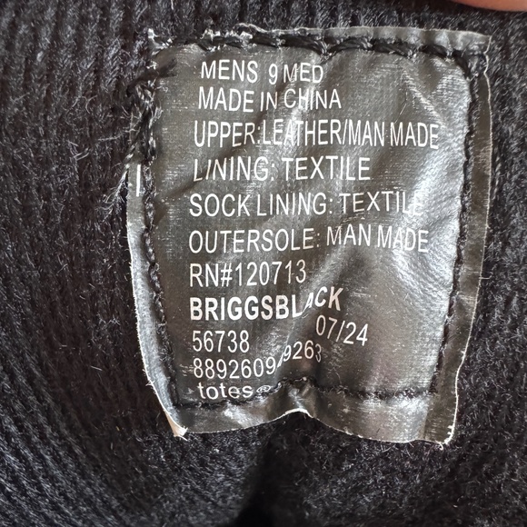 Mens Totes Briggs Black Waterproof Snow Boots, Size 9 w/ original box - Picture 9 of 11